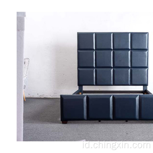 Tempat Tidur Berlapis PU Biru Grosir Set Kamar Tidur